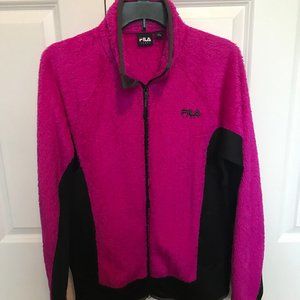 Fila Sport Zip Up Faux Fur Jacket Black & Purple